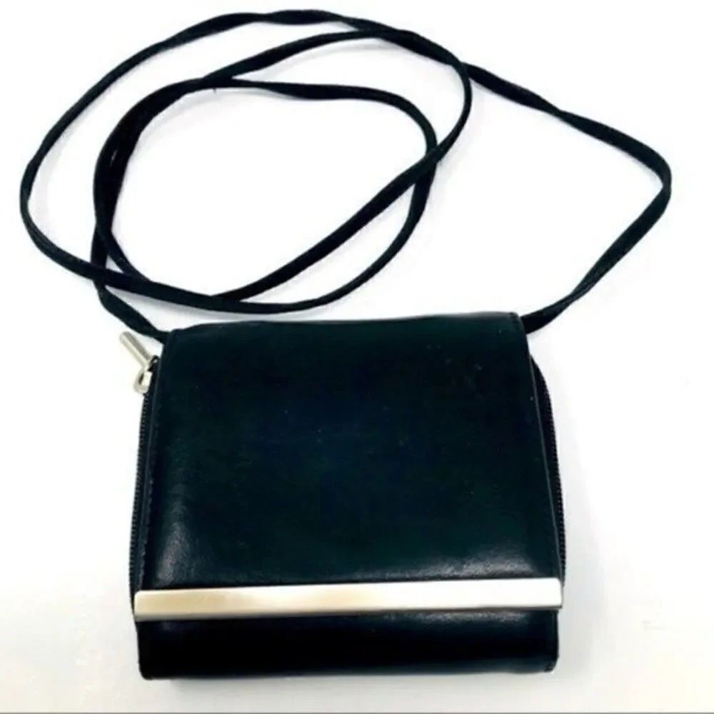 Sabina Black leather cross body purse wallet small mini bag